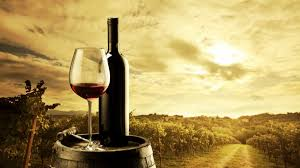 Wine Magic, wine in rich outdoor sunrise